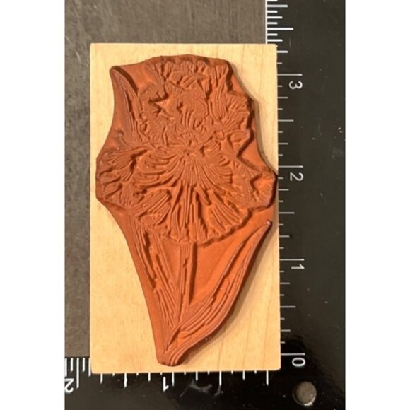 Hero Arts Big Iris Wood Mounted Rubber Stamp F987 Flower Floral - Picture 2 of 5